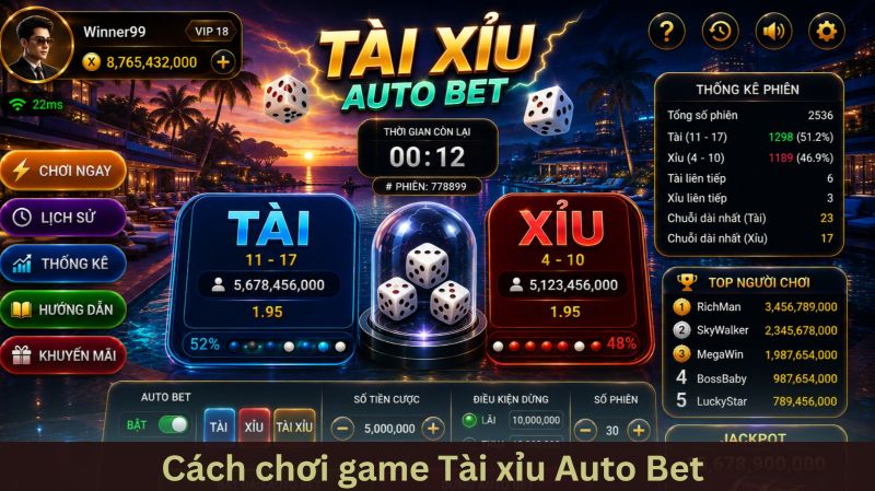 Tài xỉu Auto Bet – Rảnh tay hốt bạc từ game mang xu hướng mới 3 Cách chơi tài xỉu Auto Bet chi tiết cho người mới