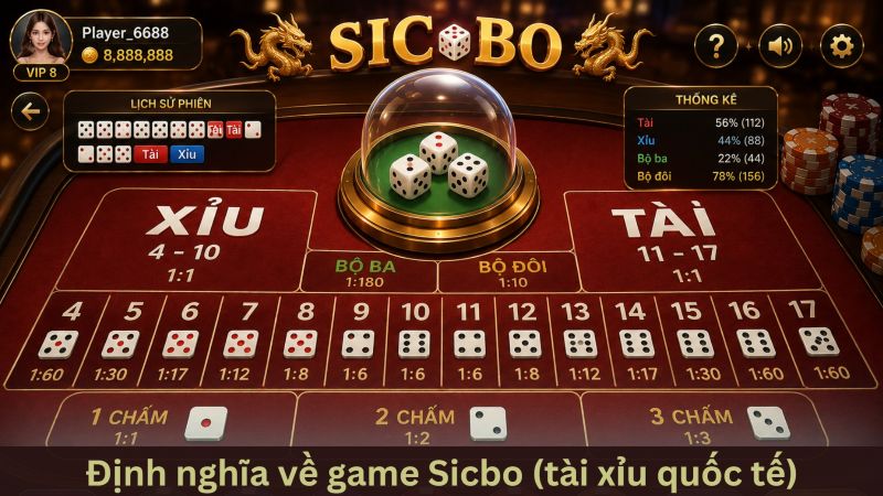 Sicbo (Tài xỉu quốc tế) - Đấu trí cùng những viên xúc xắc sắc màu 2 Định nghĩa về game sicbo (tài xỉu quốc tế)