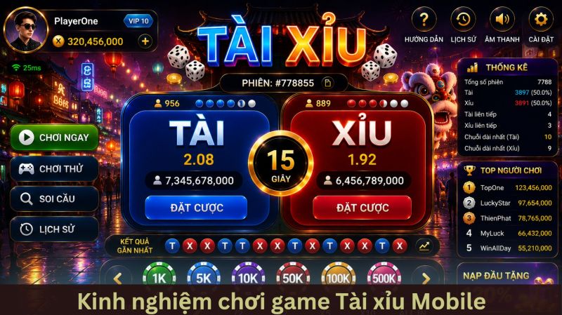Kinh nghiệm hay khi chinh chiến Tài xỉu mobile sảnh di động